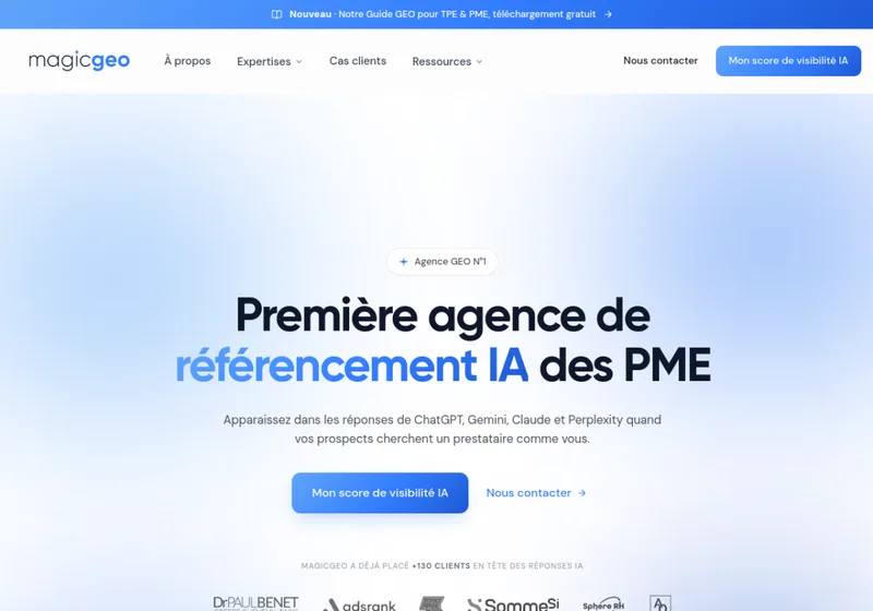 Page d’accueil du site de l’agence MagicGEO