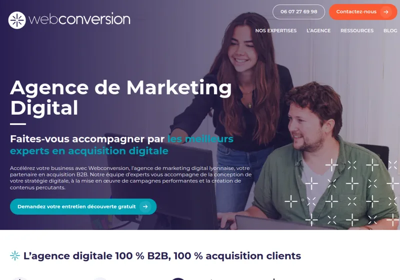 Page d’accueil du site de l’agence Webconversion